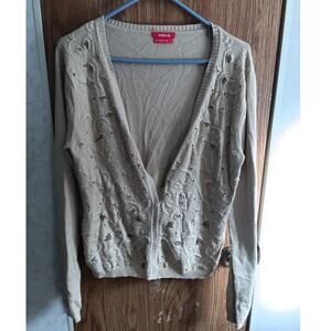 Vintage Dorothee Bis Beaded Embroidered Floral Cardigan Hong Kong Knit XL